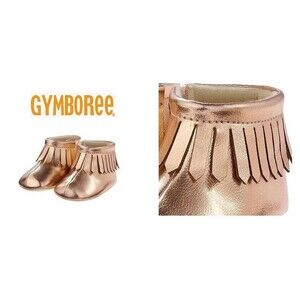 Gymboree Baby Girls Rose Gold Fringe Booties Soft Sole Crib Shoes NEW Tags 02 2